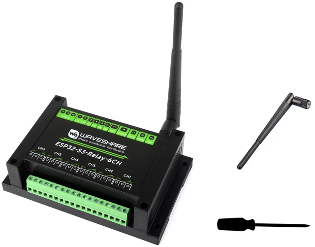 Main image of Industrial 6-Channel ESP32-S3 WiFi Relay Module, Supports WiFi/Bluetooth/RS485 Controll, Onboard RS485 / Pico HAT Interfaces, for Expanding RTC/CAN / RS232 / LoRa/Sensor, etc.