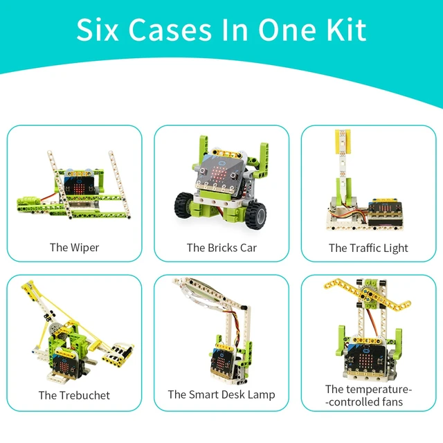 Alt view image 3 of 6 - ELECFREAKS microbit Ring:bit 6-in-1 Starter Kit, Programmable Makecode Coding Learning Kit with 200+ Building Blocks(Without Micro:bit)