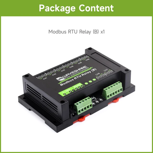 Alt view image 2 of 7 - Waveshare Industrial Modbus RTU 8-Ch Relay Module (B) with RS485 Interface, Multi Isolation Protection Circuits, 7~36V Power Supply
