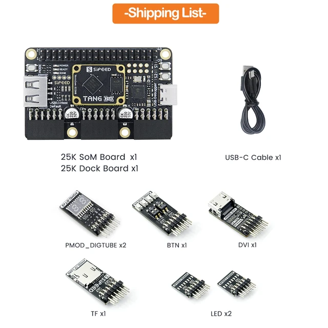 Alt view image 2 of 7 - Sipeed Tang Primer 25K GW5A FPGA Development Board, 64Mbits Linux RISCV Single Board Computer, with MIPI 2.5Gbps Ethernet PMOD Port for FPGA Education, Support SDRAM HDMI Camera Module (PMOD Bundle)