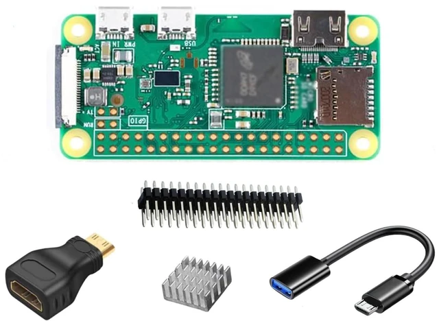 Main image of Vemico Raspberry Pi Zero W Kit | Raspberry Pi Zero W Board, GPIO Headers, Heatsink, Mini Display Adapter & Micro USB OTG Cable Included
