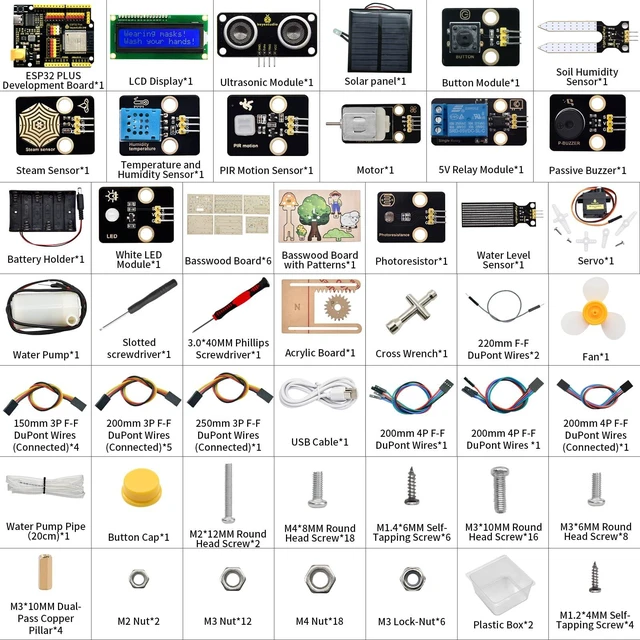 Alt view image 2 of 7 - KEYESTUDIO IoT Control Smart Farm Starter Kit for Arduino ESP32,Electronics Programming Kit Compatible with Arduino Scratch Online Tutorials,DIY Sensor Kit STEM Educational Set for Adults Teens 15+