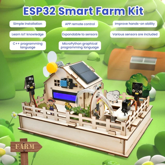 Alt view image 5 of 7 - KEYESTUDIO IoT Control Smart Farm Starter Kit for Arduino ESP32,Electronics Programming Kit Compatible with Arduino Scratch Online Tutorials,DIY Sensor Kit STEM Educational Set for Adults Teens 15+