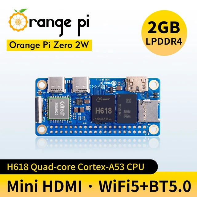 Alt view image 7 of 7 - Orange Pi Zero 2W 2G Allwinner H618 LPDDR4 Quad Core CPU 64 Bit Single Board Computer, 1.5GHz Frequency WiFi 5.0 Bluetooth 5.0 onboard Antenna Support 4K Display Run Android Ubuntu