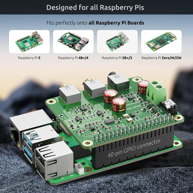 Alt view image 5 of 7 - InnoMaker HiFi DAC Pro Hat with ES9038Q2M Chip for Raspberry Pi 5/4/3B+/3B/Zero - High-Resolution 384KHz/32bit & DSD512 Audio Card, DAC Converter for Volumio, Moode, Headphone & Balanced Output