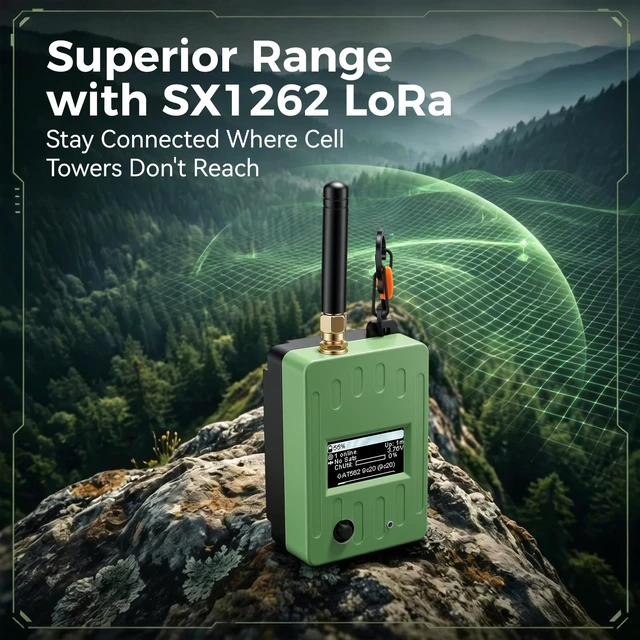 Alt view image 3 of 6 - Meshnology GAT562 Mesh Tracker Pro, nRF52840 LoRa Node, Meshtastic (Green) | Ultra-Long Endurance, 1.3" inch LED Screen, SX1262 LoRa, GNSS GPS Tracker, MeshCore Support, Secure Off-Grid Messaging