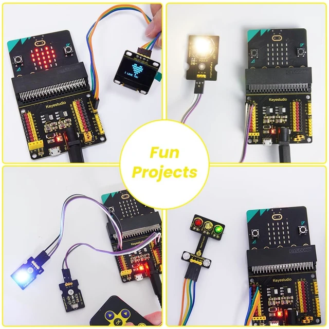 Alt view image 3 of 7 - KEYESTUDIO 45 Sensors Starter Kit with Micro:bit V2.2 for Learning Microbit V2 Coding, Sensor Breakout Board, i2c LCD, OLED Display, Water Sensor, 5v Relay Accessories with Tutorials for Teens Adults
