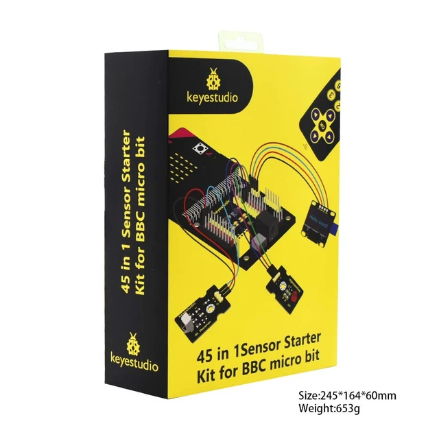 Alt view image 7 of 7 - KEYESTUDIO 45 Sensors Starter Kit with Micro:bit V2.2 for Learning Microbit V2 Coding, Sensor Breakout Board, i2c LCD, OLED Display, Water Sensor, 5v Relay Accessories with Tutorials for Teens Adults