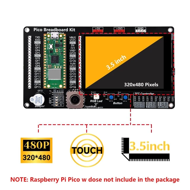 Alt view image 2 of 7 - GeeekPi GPIO Expansion Module with 3.5inch Screen for Raspberry Pi Pico 1/Pico 1 W and Raspberry Pi Pico 2 Series