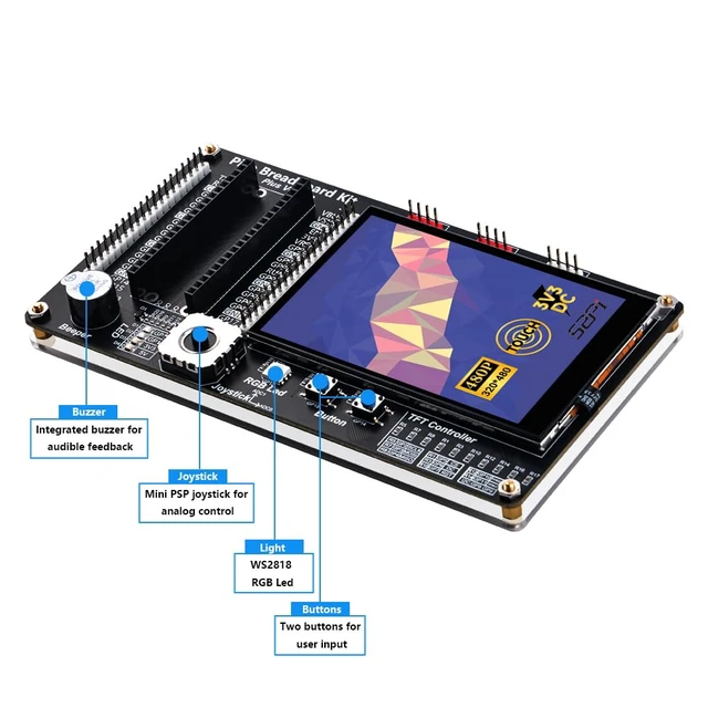 Alt view image 3 of 7 - GeeekPi GPIO Expansion Module with 3.5inch Screen for Raspberry Pi Pico 1/Pico 1 W and Raspberry Pi Pico 2 Series