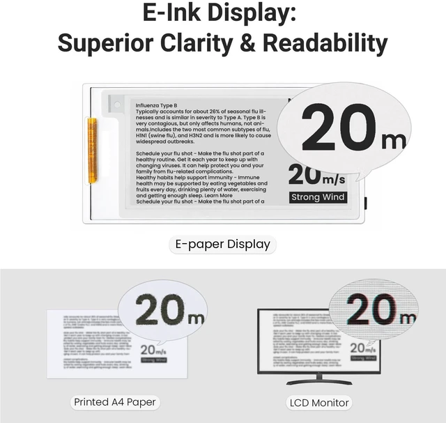 Alt view image 4 of 7 - IoTeikXgo 2.13 Inch E-Ink Display with ESP32-S3 Development Board | Black/White E-Paper Display with 122x250 Resolution, Driven by SPI Interface, Ultra-Low Power (Without Acrylic Case)
