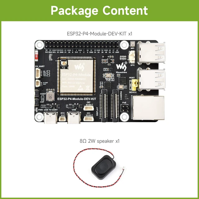 Alt view image 2 of 7 - Waveshare ESP32-P4-Module High-Performance Development Board, Based On ESP32-P4 and ESP32-C6, Supports Wi-Fi 6 and Bluetooth 5/BLE, Includes Speaker