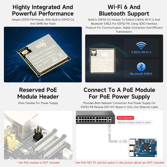 Alt view image 7 of 7 - Waveshare ESP32-P4-Module High-Performance Development Board, Based On ESP32-P4 and ESP32-C6, Supports Wi-Fi 6 and Bluetooth 5/BLE, Includes Speaker