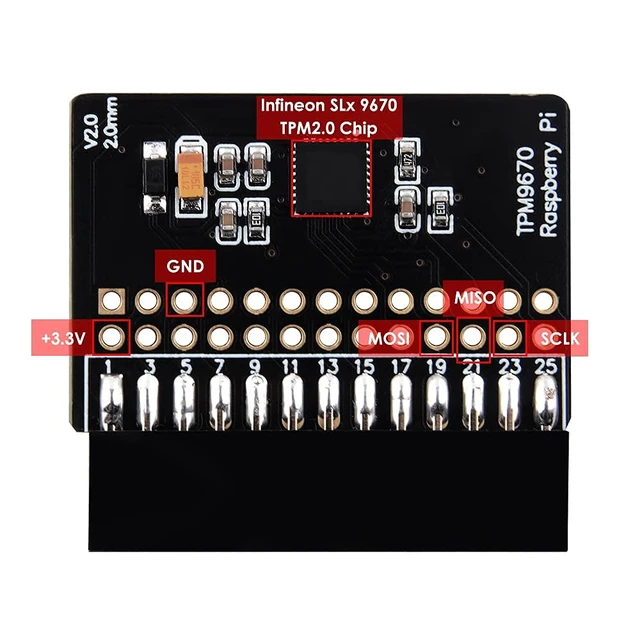 Alt view image 4 of 6 - GeeekPi TPM2.0 Module for Raspberry Pi, TPM9670 Module Based on an Infineon Optiga SLB 9670 TPM 2.0,add-on GPIO TPM Module Compatible with All Raspberry Pi Models