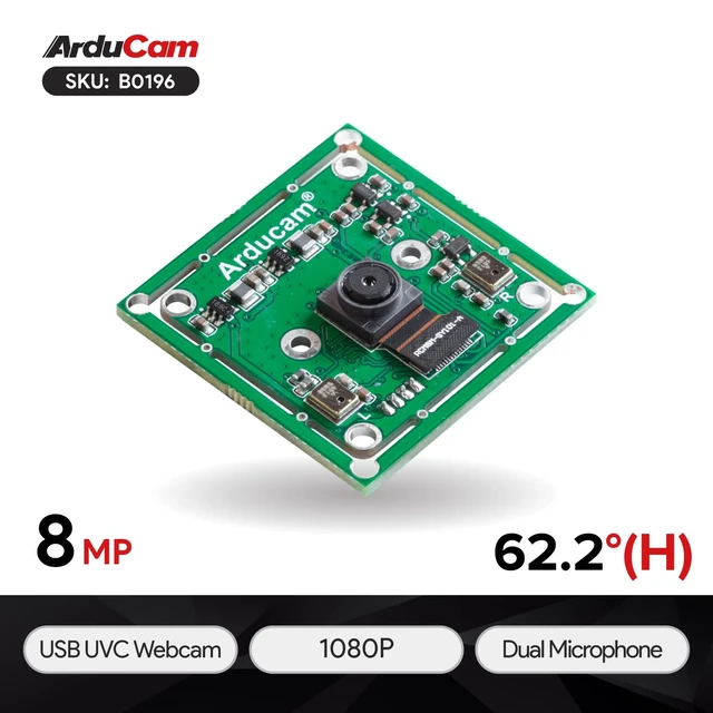 Alt view image 2 of 7 - Arducam 8MP 1080P USB Camera Module for Raspberry Pi, 1/4 CMOS IMX219 Mini UVC USB2.0 Webcam Board with 1.64ft/0.5m USB Cable for Windows, Linux, Android and Mac OS
