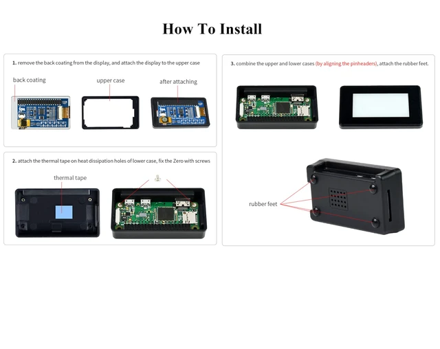 Alt view image 7 of 7 - 2.13inch Touch e-Paper Display with ABS Case for Raspberry Pi Zero 2 W/Raspberry Pi Zero/Pi Zero W/Pi Zero WH, 250x122 Pixels E-Ink, Paper-Like Effect Support Partial Refresh