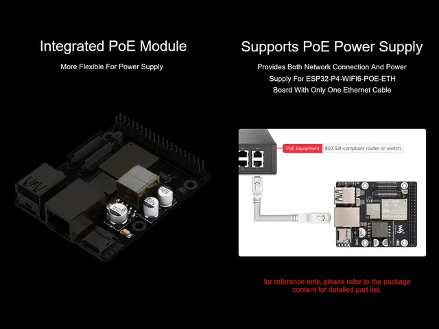 Alt view image 4 of 7 - ESP32-P4-WIFI6-POE-ETH Dev Board Based on ESP32-P4 and ESP32-C6, Supports 2.4GHz Wi-Fi 6 and BLE 5, Integrated PoE Module for Power Supply, with MIPI-CSI/DSI, Ethernet Port, USB OTG 2.0 etc.