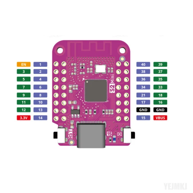 Alt view image 5 of 6 - YEJMKJ 10pcs ESP32 S2 Mini V1.0.0 WiFi Board Based ESP32-S2FN4R2 ESP32-S2 | ESP32 S2 Mini Board 4MB Flash 2MB PSRAM USB Type-C Connect Mini Module for MicroPython