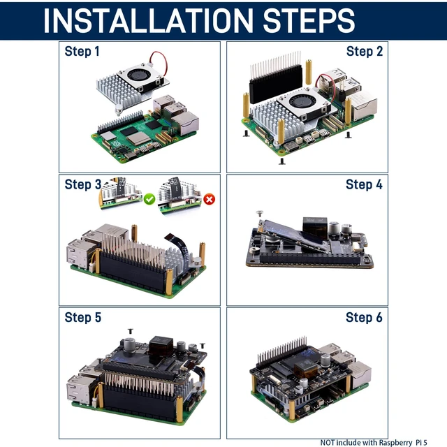 Alt view image 6 of 6 - GeeekPi P31 M.2 NVME M-Key PoE+ HAT with Official Active Cooler for Raspberry Pi 5, Support M.2 NVMe SSD 2230 2242