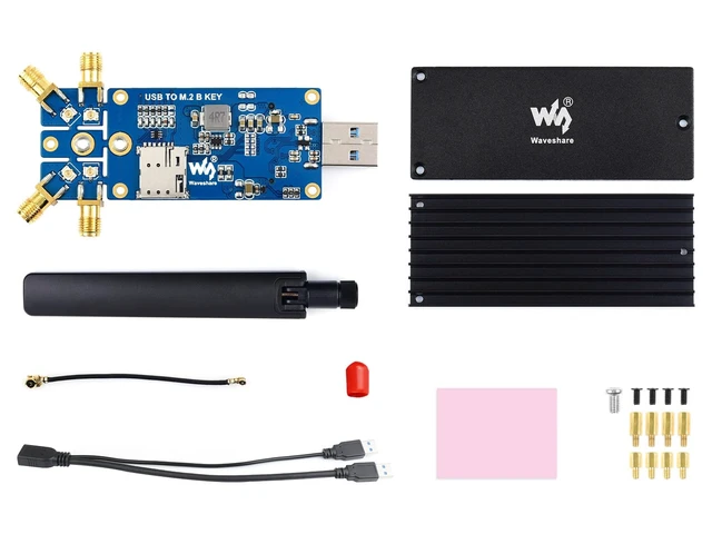 Alt view image 2 of 7 - Waveshare 5G DONGLE Module Quad Antennas USB3.1 Port Aluminum Alloy Heatsink M.2 Key B Interface, 5G Module Not Included.