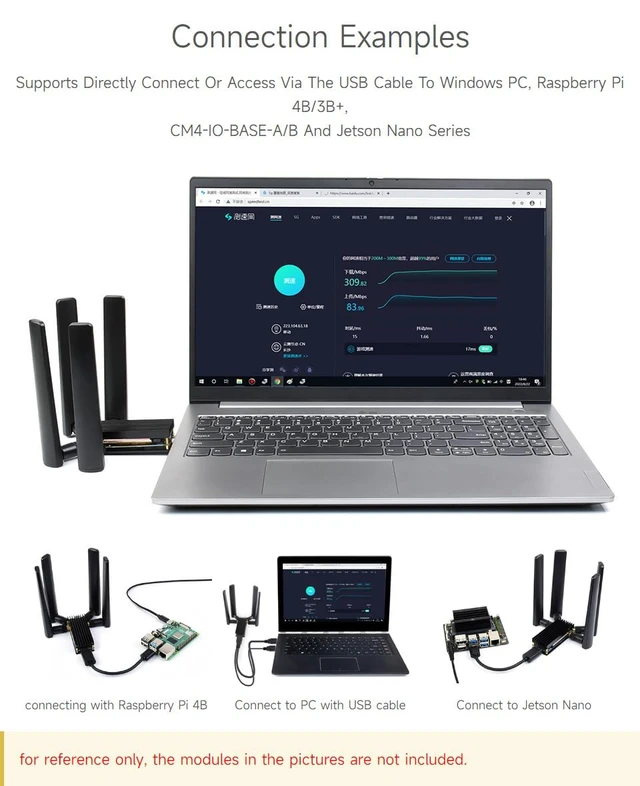 Alt view image 7 of 7 - Waveshare 5G DONGLE Module Quad Antennas USB3.1 Port Aluminum Alloy Heatsink M.2 Key B Interface, 5G Module Not Included.