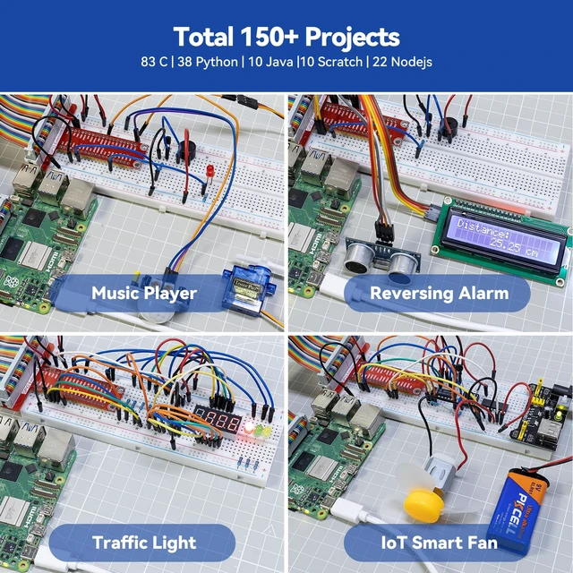 Alt view image 6 of 7 - SunFounder Da Vinci Starter Kit for Raspberry Pi 5 4B 3B B+ 400, Zero 2 W, Python C Java Scratch Node.js, Online Tutorials & Video Courses for Beginners & Experts (Raspberry PI NOT Included)