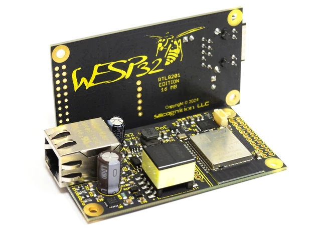 Main image of Silicognition wESP32 - ESP32 with Isolated Ethernet and 13W IEEE 802.3at PoE, 16MB Flash, MicroPython, Arduino, ESP-IDF Compatible