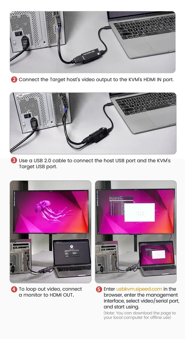 Alt view image 7 of 7 - Sipeed NanoKVM-USB Operations Maintenance Server Tool Kit, Multi-Device Collaboration, Finger-Sized 4K USB KVM for Server SBCs, Mini 1080P Video Switcher Capturer, 4K HDMI in/Loop Out (KVM Full Kit2)