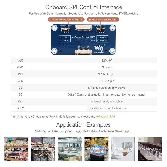 Alt view image 6 of 7 - Waveshare 7.5inch E-Paper E-Ink Display HAT Compatible with Raspberry Pi 5/4B/3B/Zero/Zero W/Zero 2W/Pico/Pico W/Pico WH, 800×480 Pixels Red/Black/White Three-Color SPI Interface