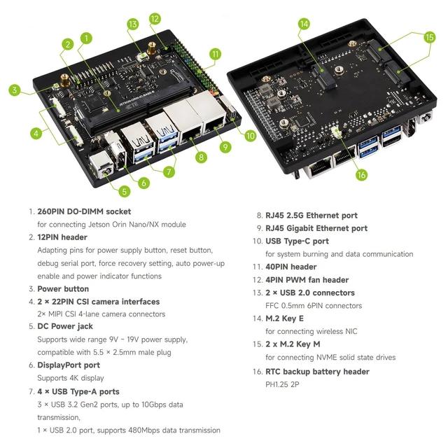 Alt view image 7 of 7 - Waveshare Jetson Orin Nano/NX Super Dual Ethernet Base Board Compatible with Jetson Orin Nano and Jetson Orin NX Modules, Designed for NV Jetson Orin Nano Super AI Development Kit