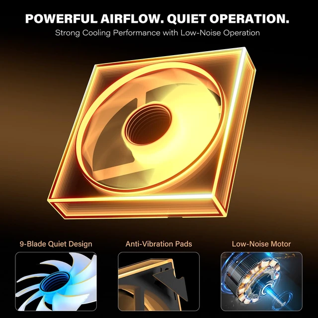 Alt view image 3 of 7 - SK7-UTL X3 Argb Pwm Fans:5-Sided Infinite Mirror & Axis Infinite Mirror Light Effect,1550±10% RPM 120mm PWM Case Fan-Forward Fan