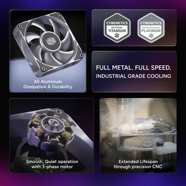 Alt view image 2 of 7 - Cooler Master MasterFan A140 Case Fan, High Air Pressure, Aluminum Blades | 140mm Fan Size, High Air Pressure, Aluminum Blades, PWM Quiet Cooling Three-Phase Motor, 0.6mm Tip Clearance, Aluminum Frame