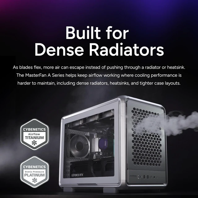 Alt view image 5 of 7 - Cooler Master MasterFan A140 Case Fan, High Air Pressure, Aluminum Blades | 140mm Fan Size, High Air Pressure, Aluminum Blades, PWM Quiet Cooling Three-Phase Motor, 0.6mm Tip Clearance, Aluminum Frame