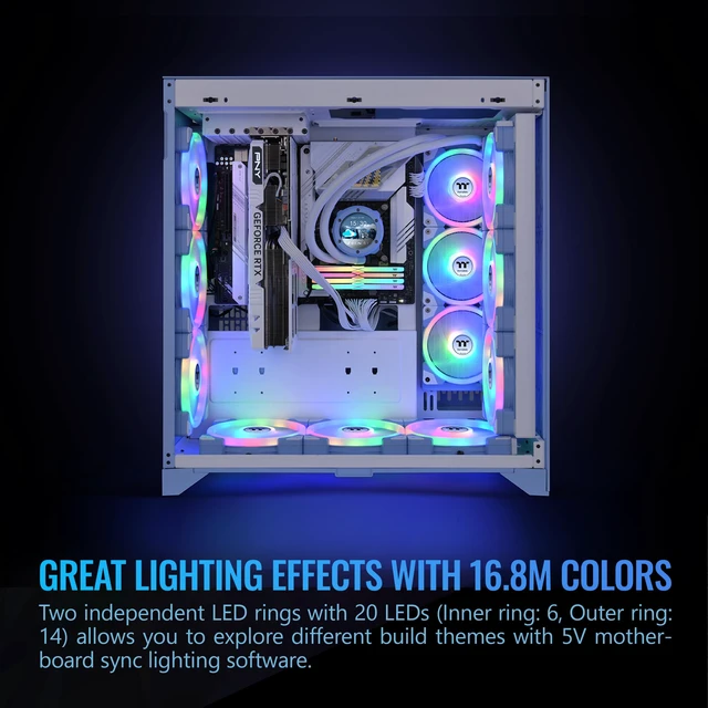Alt view image 5 of 6 - Thermaltake SWAFAN EX 14 ARGB 140mm Cooling Fan, Hydrangea Blue, 3-Fan pcak, 500~2000 RPM, Magnetic Connection, Reversable Blades, sync with MB RGB Software, CL-F184-PL14BU-A