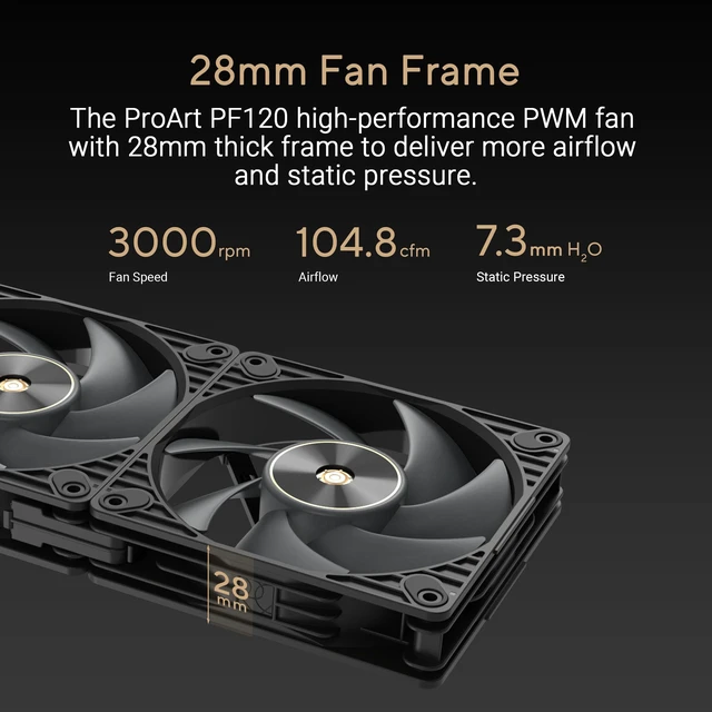 Alt view image 2 of 7 - ASUS ProArt PF120 3-Pack 120mm PWM Fans, 3000RPM, High Airflow/Static Pressure, Daisy-Chain, Comes with Fan Controller