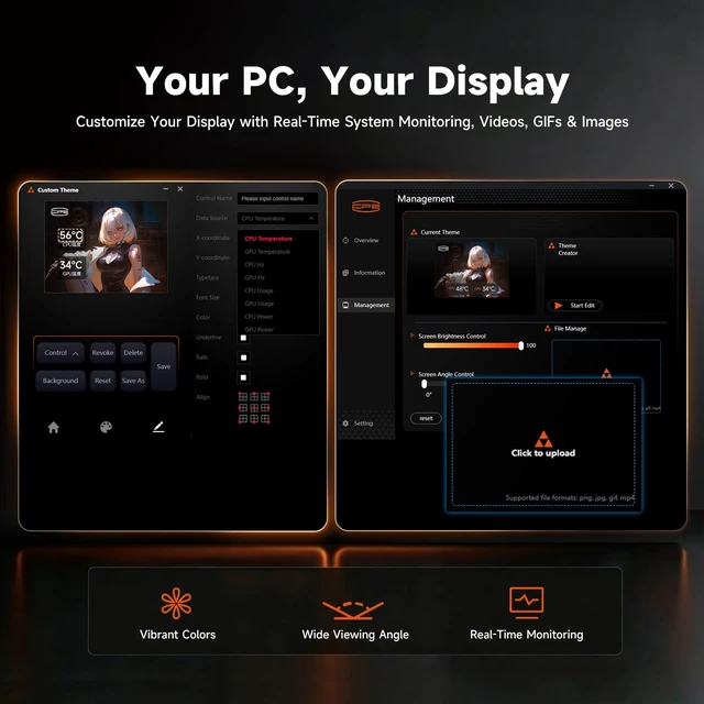 Alt view image 5 of 7 - PCCOOLER DC360 Pro 360mm AIO CPU Cooler, 2.4" IPS LCD, 310W, ARGB, Black | 240×320 IPS Screen. 2600 RPM Ceramic Pump, 90.56 CFM 4.07 mmHO ARGB Fans, Supports Intel LGA1851/1700/1200/115X &AMD AM5/AM4