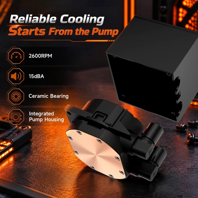 Alt view image 7 of 7 - PCCOOLER DC360 Pro 360mm AIO CPU Cooler, 2.4" IPS LCD, 310W, ARGB, Black | 240×320 IPS Screen. 2600 RPM Ceramic Pump, 90.56 CFM 4.07 mmHO ARGB Fans, Supports Intel LGA1851/1700/1200/115X &AMD AM5/AM4