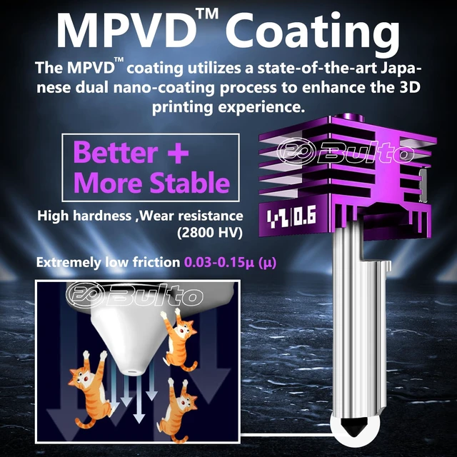 Alt view image 2 of 7 - 2 Pcs Upgraded 0.6mm A2L/P2S/H2D/H2C/H2S/X2D Hotend Kit with Anti-Stick MPVD Coating, High Speed Hardened Steel P2S Nozzle for Bambu Lab P2S,H2 Series,A1,A1MINI, A2L,Bamboo Lab Accessories & Parts