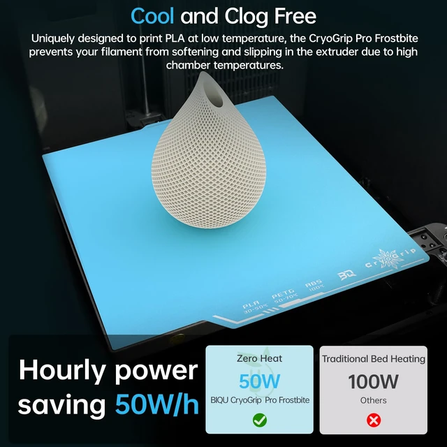 Alt view image 3 of 7 - BIQU Cryogrip Pro Frostbite Cold Build Plate Compatible with ELEGOO CC/CC 2 3D Printers 260x283MM Centauri Carbon Build Plate Double-Sided Upgrade Room Temperature Print Removable Surface Platform