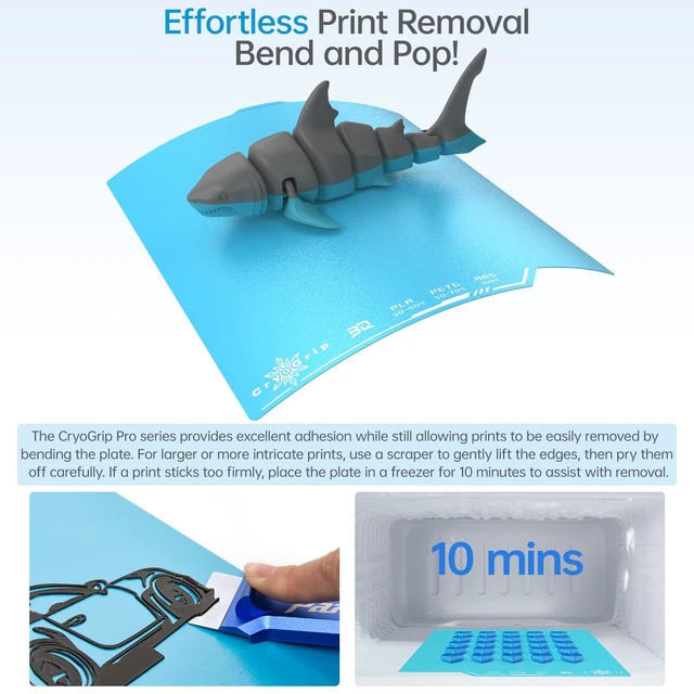 Alt view image 5 of 7 - BIQU Cryogrip Pro Frostbite Cold Build Plate Compatible with ELEGOO CC/CC 2 3D Printers 260x283MM Centauri Carbon Build Plate Double-Sided Upgrade Room Temperature Print Removable Surface Platform