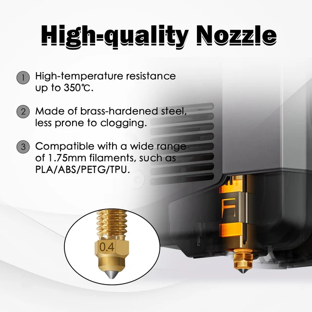 Alt view image 3 of 7 - 3PK 0.4MM Centauri Carbon 2/CC2 Ceramic Hotend Hardened Steel Brass Nozzle | Detachable Wear-Resistant High Temperature Extruder High Speed Print Head for Elegoo 3D Printer Accessories