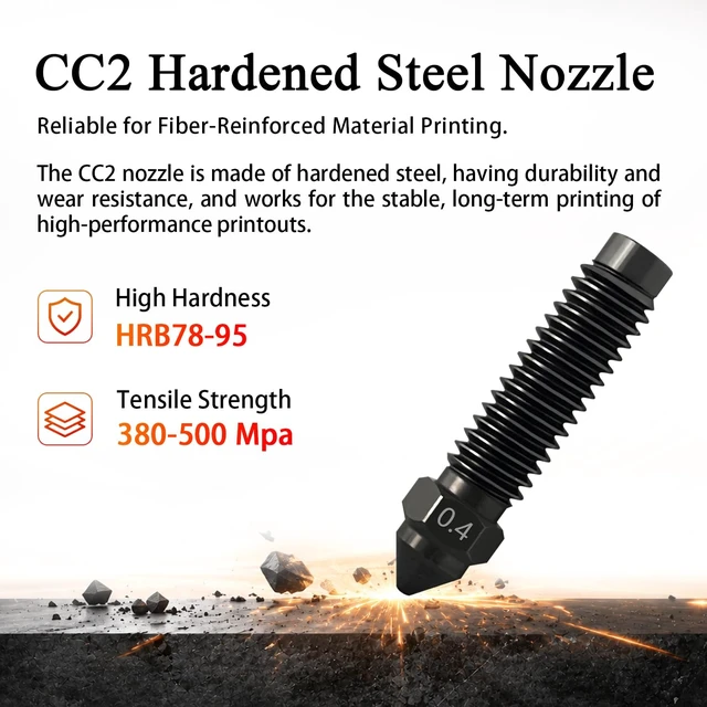 Alt view image 4 of 7 - 3PK 0.2/0.4/0.6MM CC2 Hardened Steel Ceramic Hotend for Centauri Carbon 2 | 350°C Heat-Resistant Print Head, Quick-Detachable Nozzles 500 mm/s High Rapid with Heater Cartridge Heating Block for Elegoo