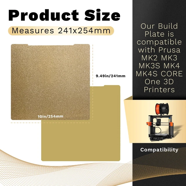 Alt view image 3 of 6 - 2Pack Textured PEI + Smooth PEI Prusa Build Plate for Prusa MK2 MK3 MK3S MK4 MK4S CORE ONE 3D Printers 241x254mm