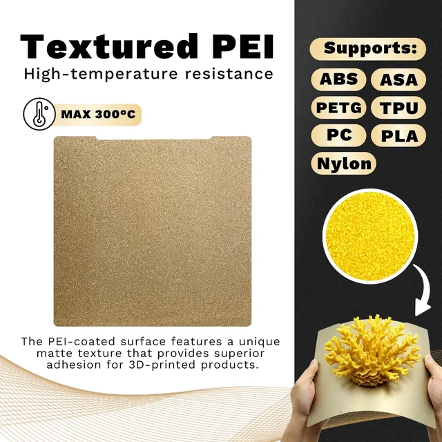 Alt view image 4 of 6 - 2Pack Textured PEI + Smooth PEI Prusa Build Plate for Prusa MK2 MK3 MK3S MK4 MK4S CORE ONE 3D Printers 241x254mm