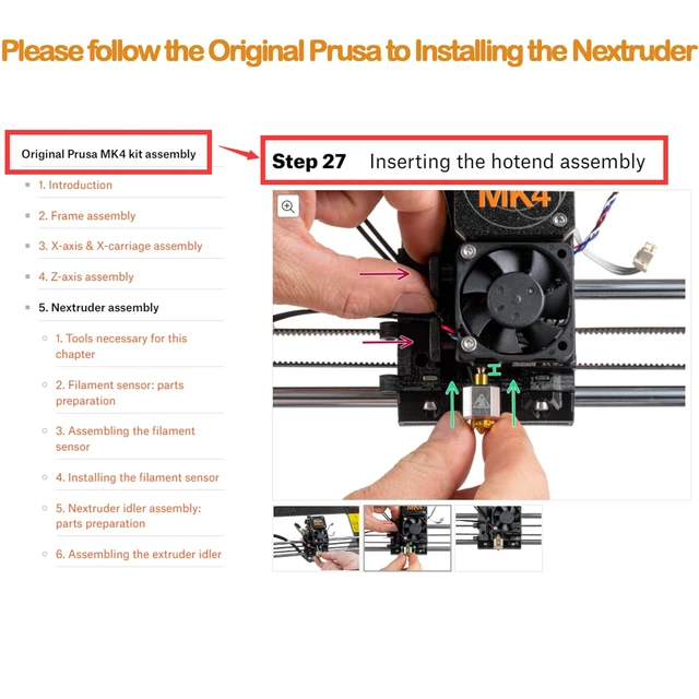 Alt view image 2 of 6 - Imdinnogo PrusaMK4 XL Hotend Replacement - 3D Printer Accessories: Nextruder Adapter Seperation with Heater Block Silicone Cover Nozzle 0.4mm 100K Thermistor Heating Ceramic Drop in Stock Print Head