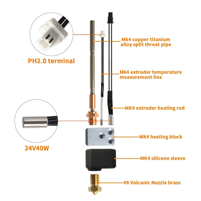 Alt view image 4 of 6 - Imdinnogo PrusaMK4 XL Hotend Replacement - 3D Printer Accessories: Nextruder Adapter Seperation with Heater Block Silicone Cover Nozzle 0.4mm 100K Thermistor Heating Ceramic Drop in Stock Print Head