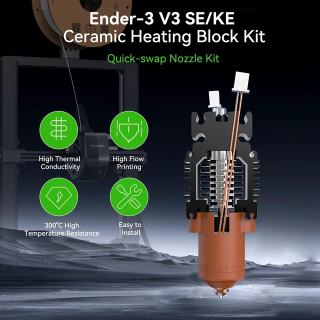 Alt view image 2 of 7 - Creality Official Ender-3 V3 SE/KE Hotend Kit,Ceramic Heating Block KitQuick-swap Nozzle Kit,High Flow Printing Hotend Kit,300°C High Temperature Resistance,Compatible with Ender 3 V3 SE/KE