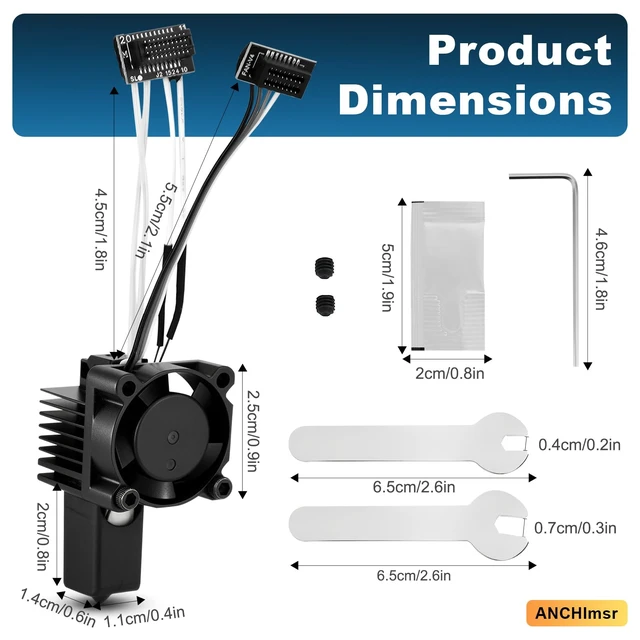 Alt view image 5 of 7 - P1P, P1S Hotend Complete Kit for Bamboo Lab 3D Printers, 0.4mm Nozzle | Full Assembly 0.4 mm Hardened-Steel Nozzle, Ceramic Heater, Thermistor, Fan and Extruder Heating Block Replacement