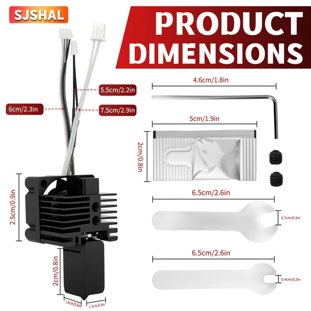 Alt view image 2 of 7 - Bamboo X1, X1C Hotend Kit, Complete Assembly Kit for X1 Series 3D Printer, Hardened Steel Hot End with Fan,0.4mm Nozzle,Ceramic Heater,Thermistor,Heat Block, Fan and Extruder Heating Block Replacement