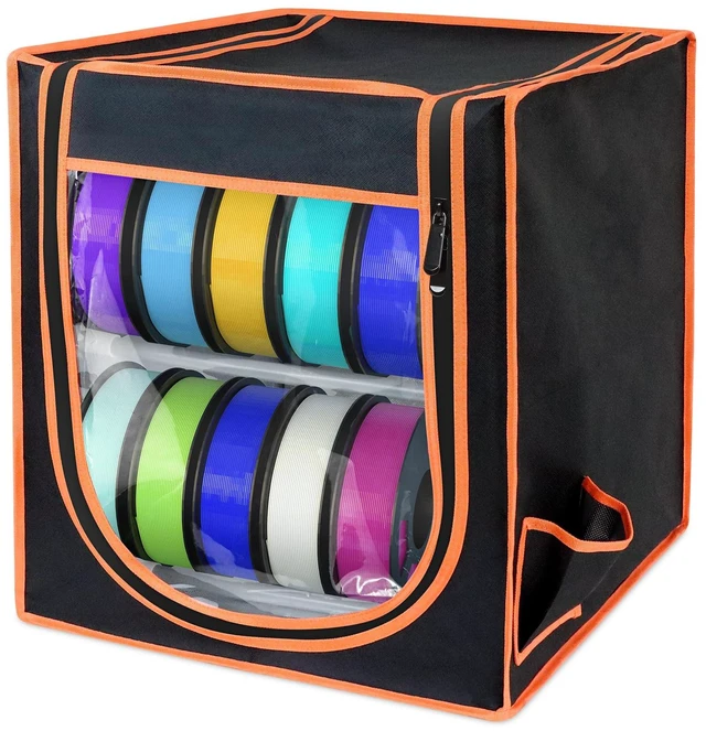 Main image of bruwaa 3D Printer Filament Storage Box, 2-Tier Metal Filament Rack & Spool Holder (Holds up to 20-24 Spools), Dustproof with Built-in Desiccant Pockets for PLA ABS PETG, Moisture Resistant
